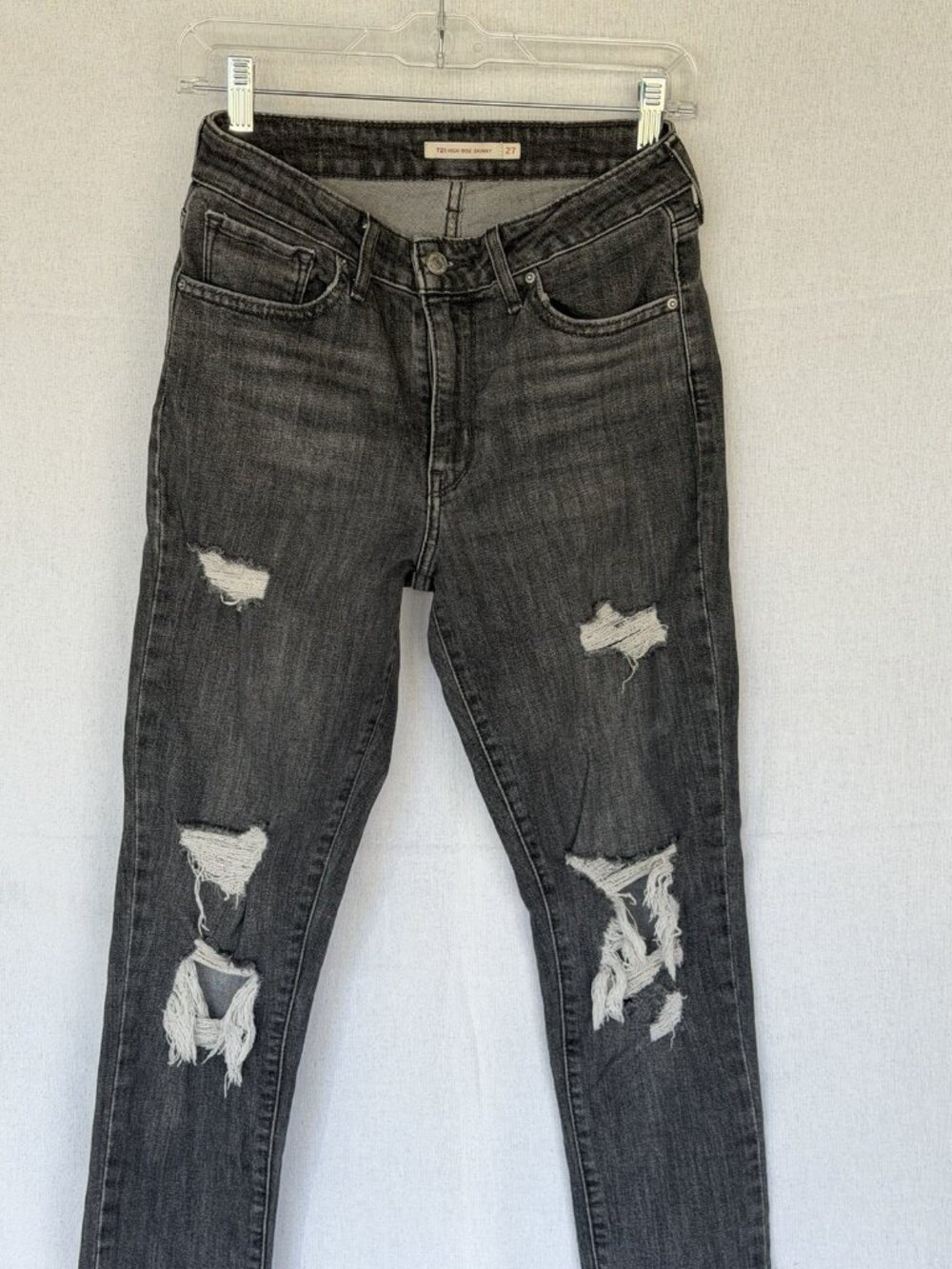 Levi's 721 High Rise Skinny Jeans Women's 27 Distressed Ripped Stretch Denim
